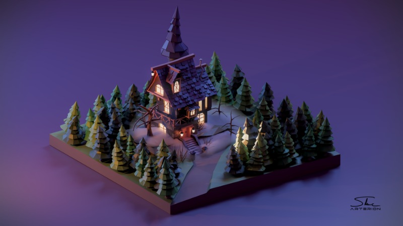 Low poly game asset visualization.
